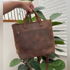 Portland Leather Goods Mini Crossbody Tote in Canyon